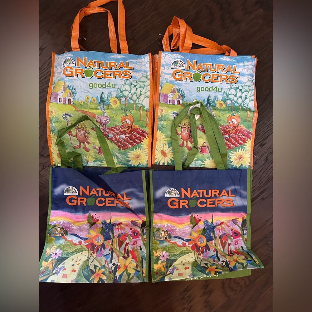 Reusable Colorful Tote Bag Set of 4